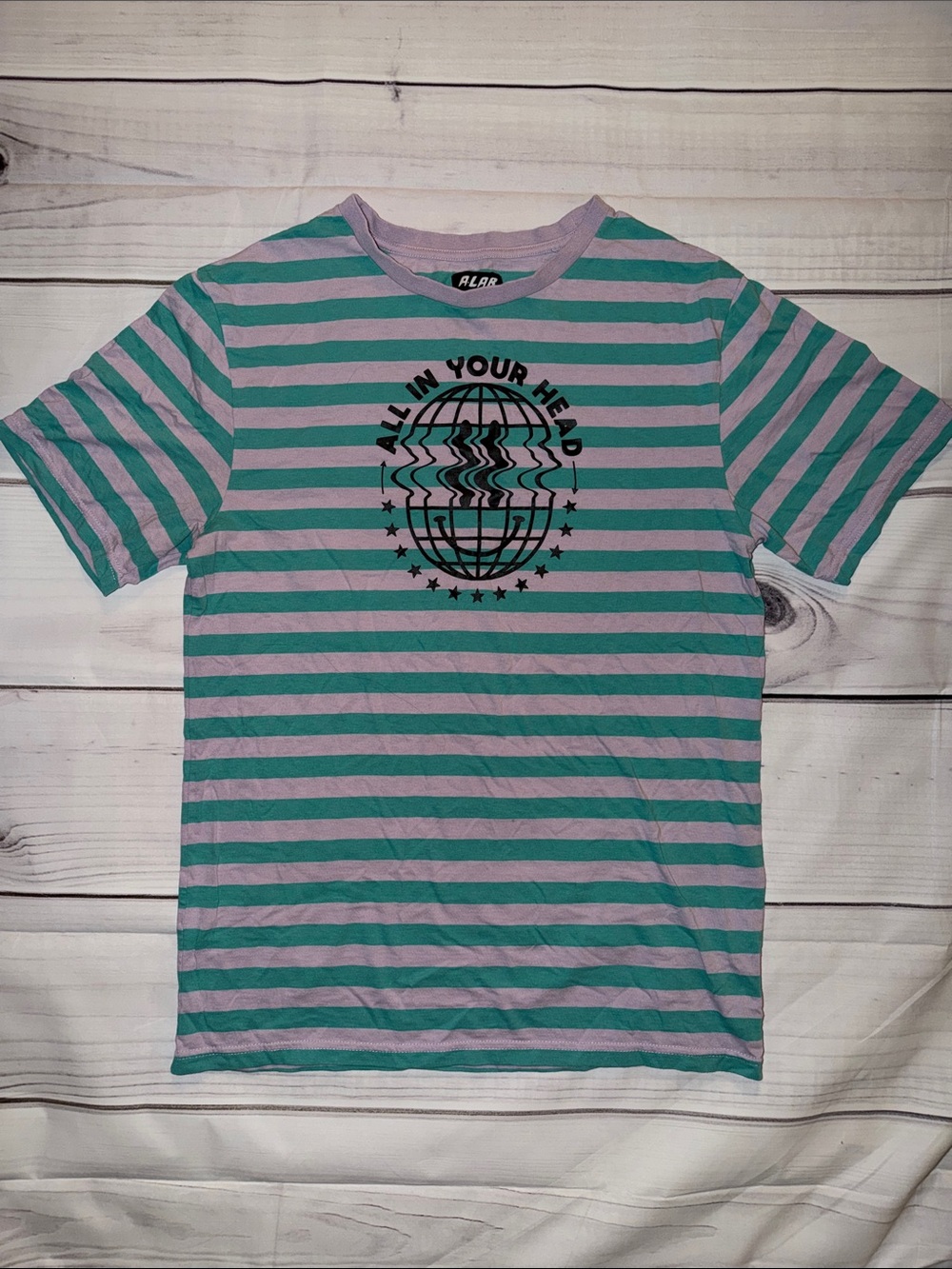 ALAB Men’s Striped Short-Sleeve Graphic Tee in Lavender & Teal